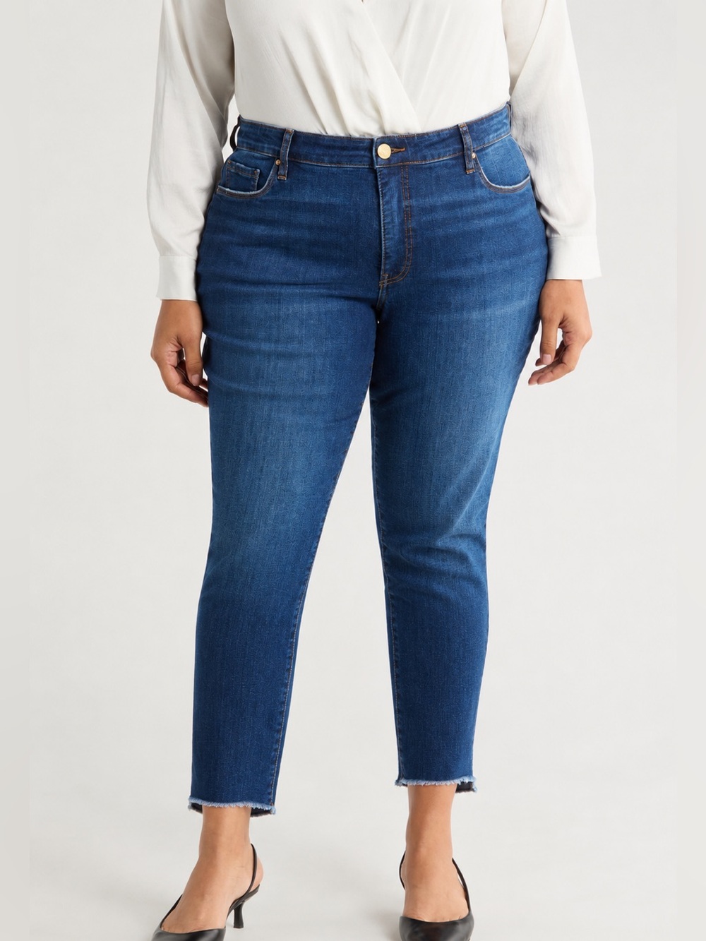 Kut From The Kloth Ankle Straight Leg Jeans Frayed Hem | 20W | Hi-Low Hem - Picture 1 of 12